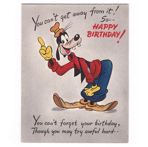 Disney goofy happy birthday gif. Disney Vintage Greeting Card Goofy Happy Birthday circa ...