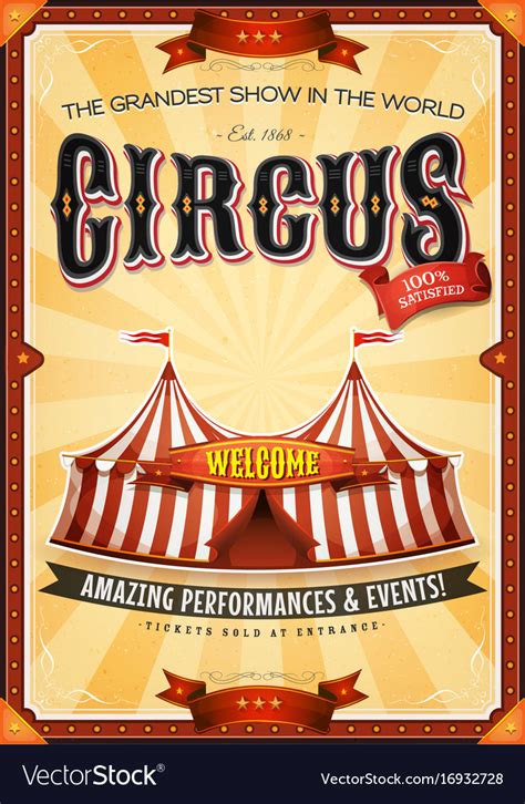 Vintage Grand Circus Poster With Marquee Vector Image