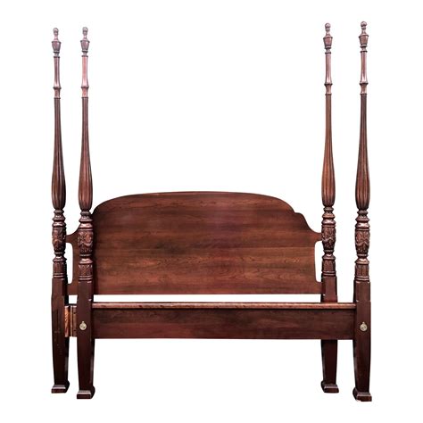 Solid Cherry Rice Carved Queen Bed Chairish