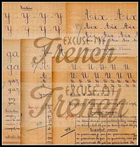 French Handwriting Digital Cursive Alphabet From Vintage Etsy