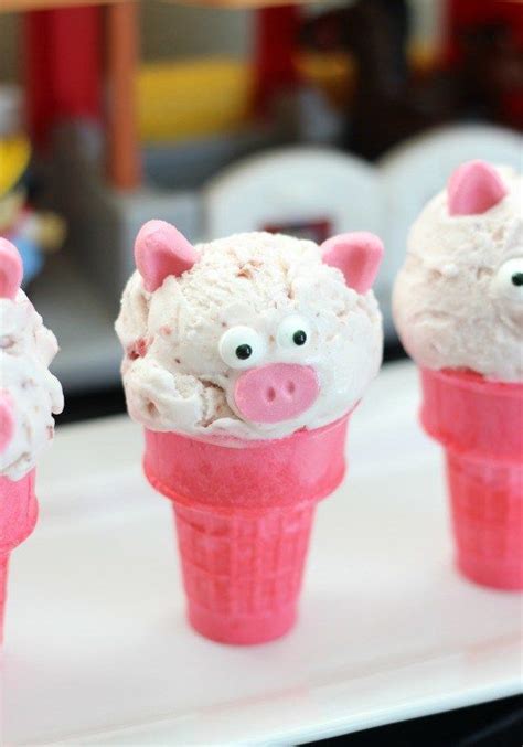Farm Party With Pink Pig Birthday Ice Cream Cones Pig Ice Cream Pig