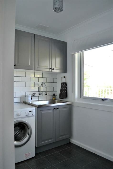 In The Night Sky House Tour Grey Laundry Rooms Subway Tile Laundry