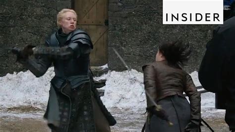 How Game Of Thrones Filmed Arya And Briennes Sword Fight Scene Youtube