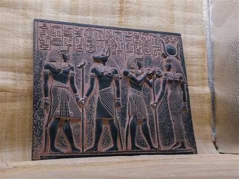 Ancient Egyptian Art Wall Relief Tutankhamun With Anubis Ramses Ii