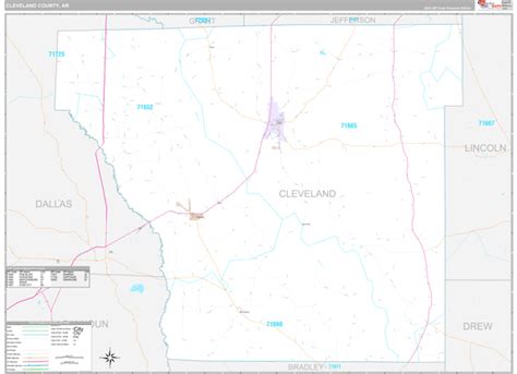 Cleveland County Ar Wall Map Premium Style By Marketmaps Mapsales