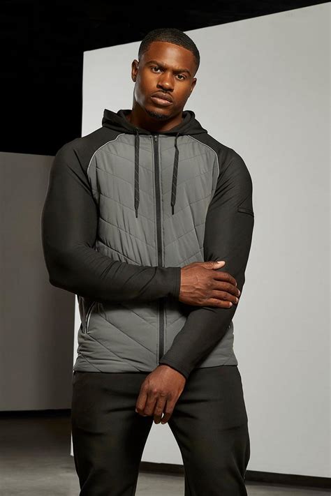 Man Active Gym Quilted Hoodie Tracksuit Boohoo
