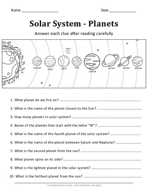 Solar System Worksheets For Grade 2