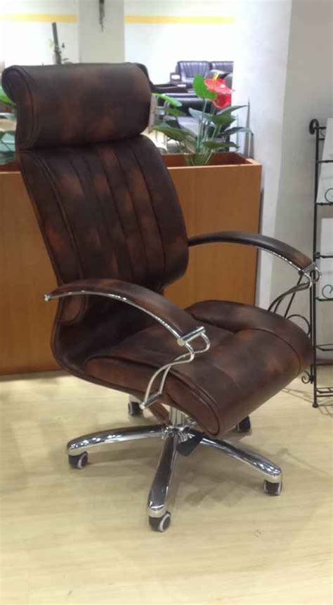 High back brown PU leather elegant visitor office chair / executive office chairs with low price ...