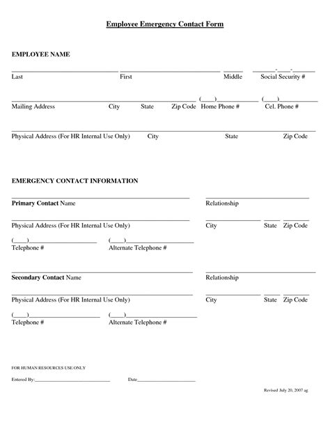 Lighting in all areas must enable safe working and good. 5 Best Images of Employee Emergency Contact Printable Form - Emergency Contact Form, Employee ...
