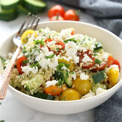 Greek Couscous Salad Lunch Bowls Meal Prep The Busy Baker