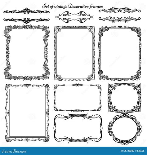 Set Of Vintage Decorative Borders And Frames Stock Vector