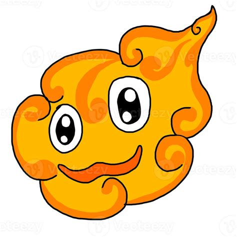 Object Cartoon Character Orange Cloud With Transparent Background