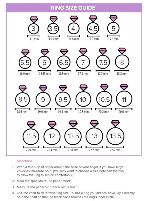 Engagement And Wedding Ring Size Chart Printable