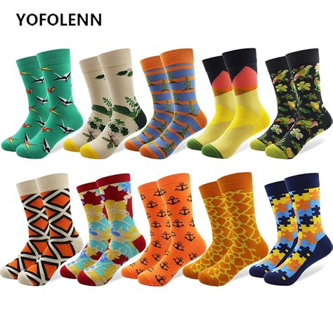 10 Pairslot Colorful Mens Combed Cotton Dress Wedding Socks Casual