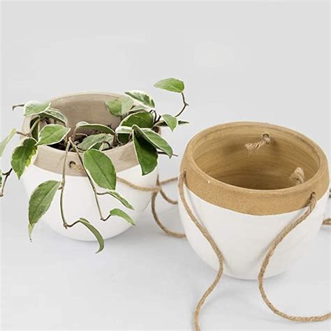 Modern Ceramic Hanging Planters With Jute Rope Set Of Best Hanging
