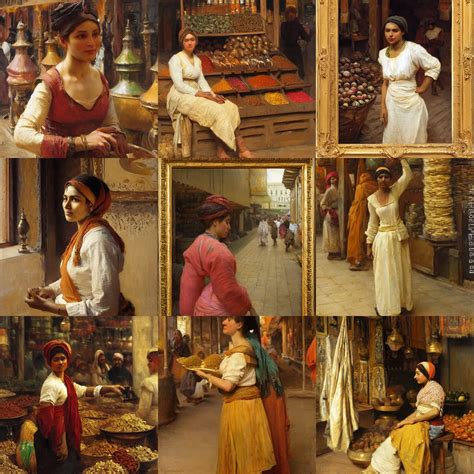 Krea Young Woman Standing In A Spice Market By Theodore Ralli And