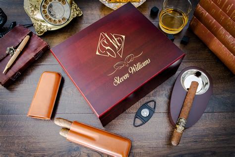 Engraved Cigar Humidor Gift Set With Matching Accessories Great Gift For Your Groomsmen Or