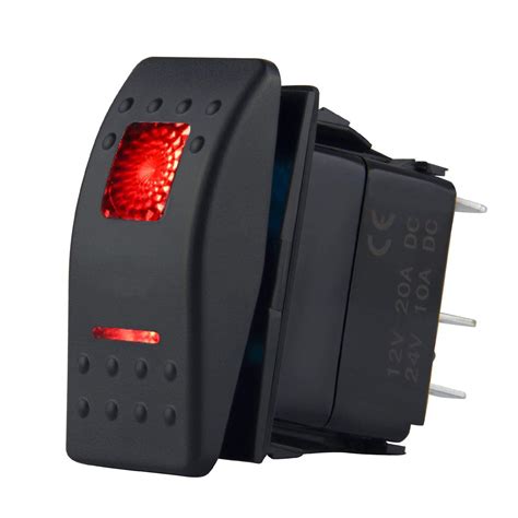 Buy Switchtec 1 Pc 12v Rocker Switch Red Led Light Standard 5 Pins On