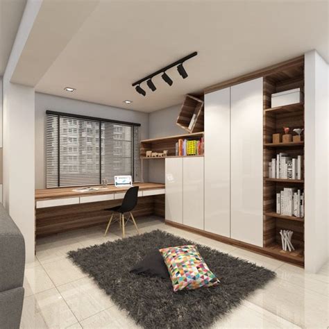 Study With Full Height Cupboards And Window Table Study Room Design