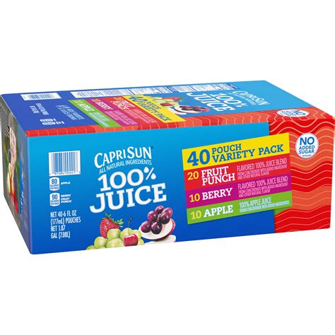 Capri Sun 100 Juice Variety Pack 40 Ct Box