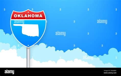 Oklahoma State Map Outline Road Sign Vector Illustration Stock Vector