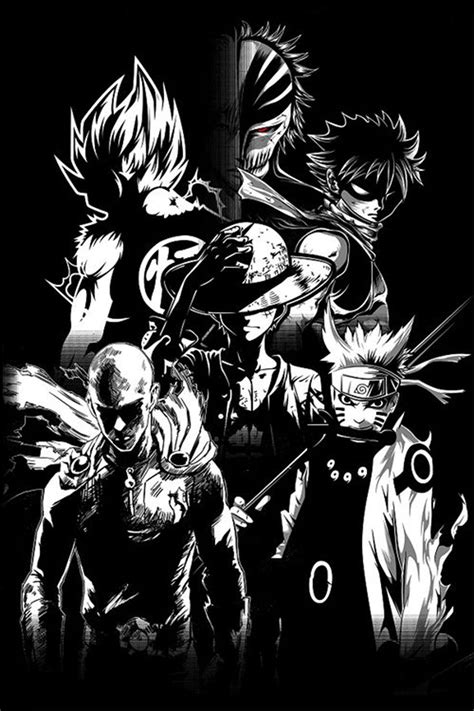Anime Black And White Collage Wallpapers Wallpaper Cave