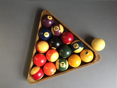 Vintage Bakelite Pool Ball Set Complete With Wooden Rack By 1006osage