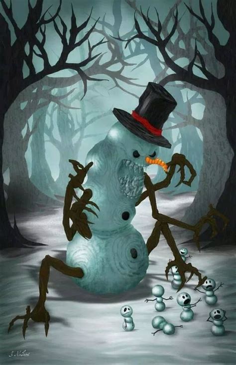 evil snowman creepy christmas scary christmas christmas art