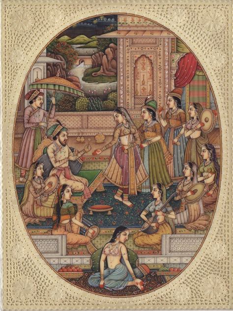 Mughal Miniature Painting Handmade India Moghul Empire Harem Home Decor