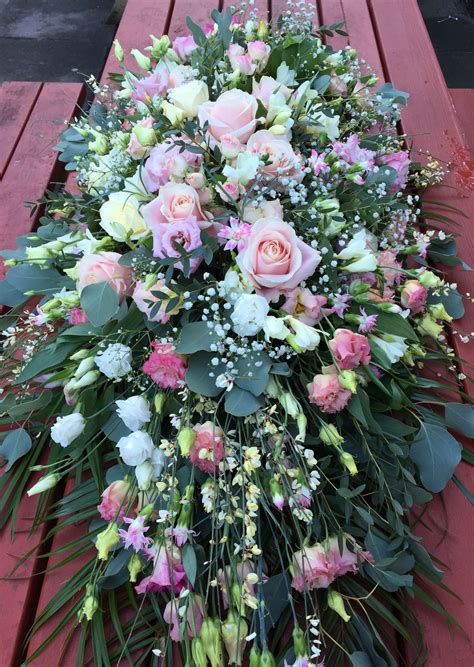 delicate pinks casket spray by gail armytage florist funeral flower arrangements funeral