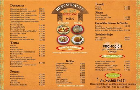 Carta Del Restaurante El Rey Mexicano Zapopan