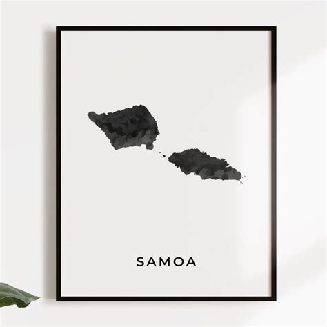 Samoa Map Art Poster Black And White Wall Art Print Of Samoa Etsy