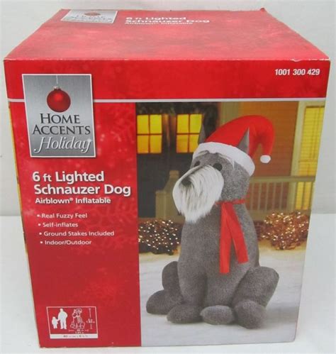 New Christmas Lighted Inflatable Schnauzer Dog 6 Ft Outdoor Self