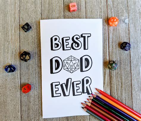 Printable Best Dad Ever Geeky Fathers Day Coloring Card