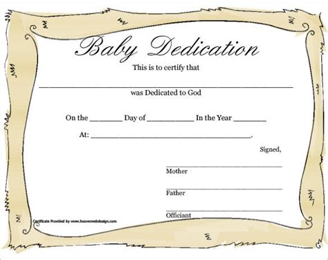 Baby Dedication Certificate Template 11 Free Pdf