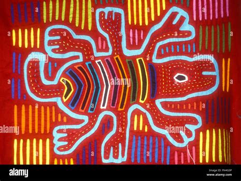 Colorful Kuna Or Cuna Indian Mola From The San Blas Islands Panama