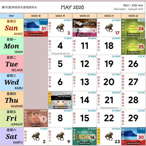 2020年马来西亚官方公共假期表出炉啦！附上2020年日历免费下载！ Leesharing