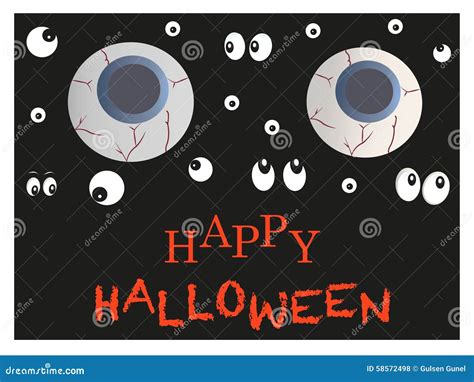 Glowing Scary Eyes Halloween Greeting Card Vector Stock Vector