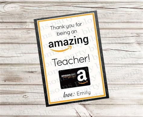 Amazon requires a name and billing address to register a credit card as a means of payment. Printable Teacher Appreciation Gift Card Holder for Amazon