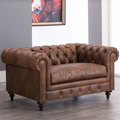 Chesterfield Snuggle Chair Brown Leather Brown Leather Snuggle Chair
