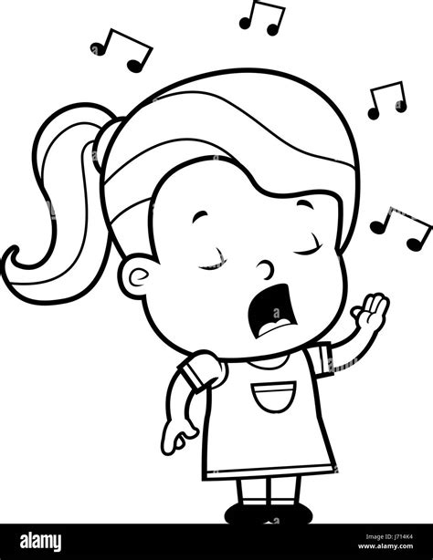 A Cartoon Toddler Girl Singing A Song Stock Vector Image And Art Alamy