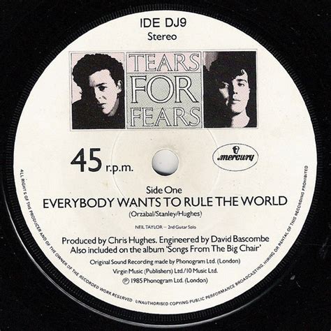 Tears For Fears Everybody Wants To Rule The World 1985 Vinyl Discogs
