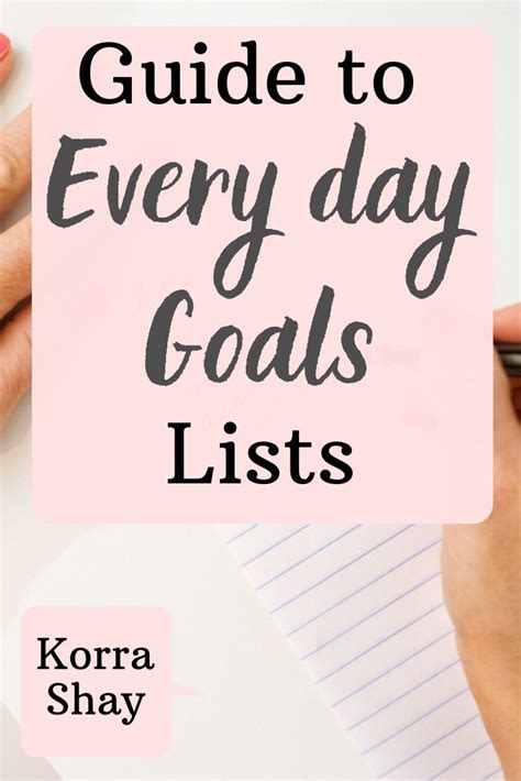 Guide To Every Day Goals Lists To Improve Yourself Goal List Goals