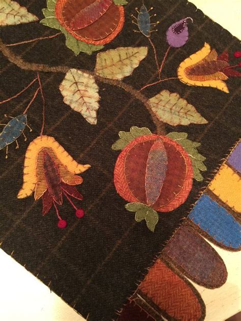 Autumn Colors Table Runner Wool Applique Kit Etsy Wool Applique