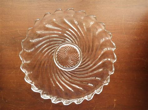 Waves And Swirls Glass Platter Vintage Kitchen Round Serving Etsy