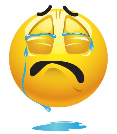 The front view of a crying person with tears streaming down his face. 15 Extremely Sad Smileys (My Collection) | Smiley Symbol