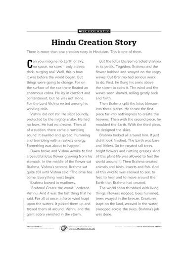 Hindu Creation Story Primary Ks1 Teaching Resource Scholastic