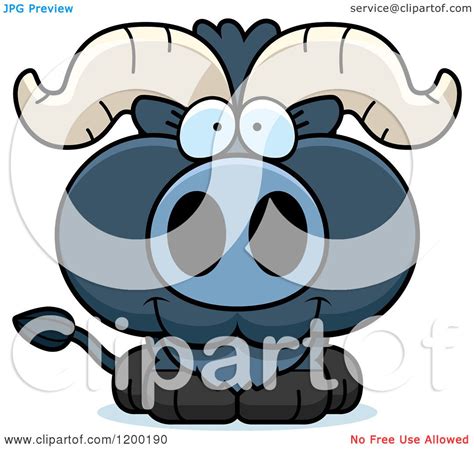 Cartoon Of A Cute Happy Blue Ox Calf Royalty Free Vector Clipart By