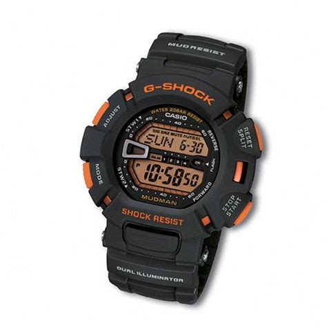 Mens Casio Digital Mudman Black And Orange G Shock Watch Model