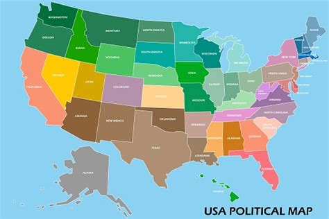 vetores de mapa político dos estados unidos da américa dividido por estilo de simplicidade de